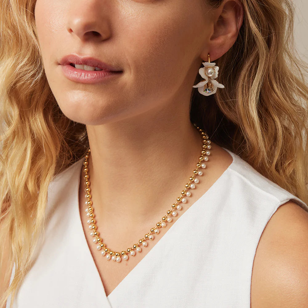 BLOSSOM HOOPS - GOLD + PEARL - Lulu & Daw - Jolie & Deen - jewellery, new arrivals - Lulu & Daw - Australian Fashion Boutique