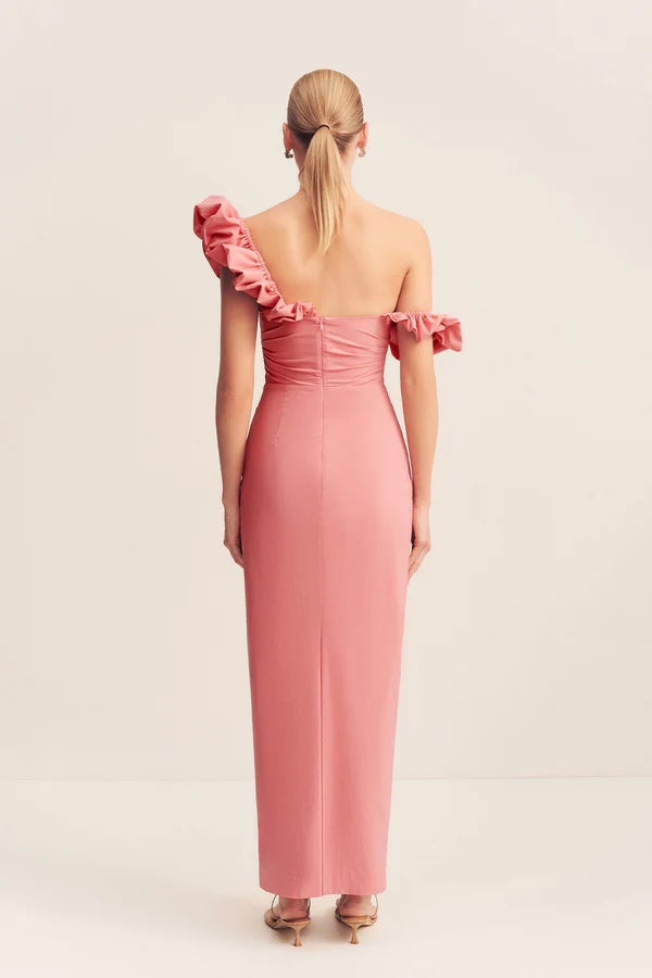 Campbell Ruffle Draped Maxi Dress - Bubblegum