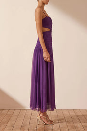 Malina - Ruched Cut Out Midi Dress - Purple Pale - Lulu & Daw - Shona Joy - dress - Lulu & Daw - Australian Fashion Boutique
