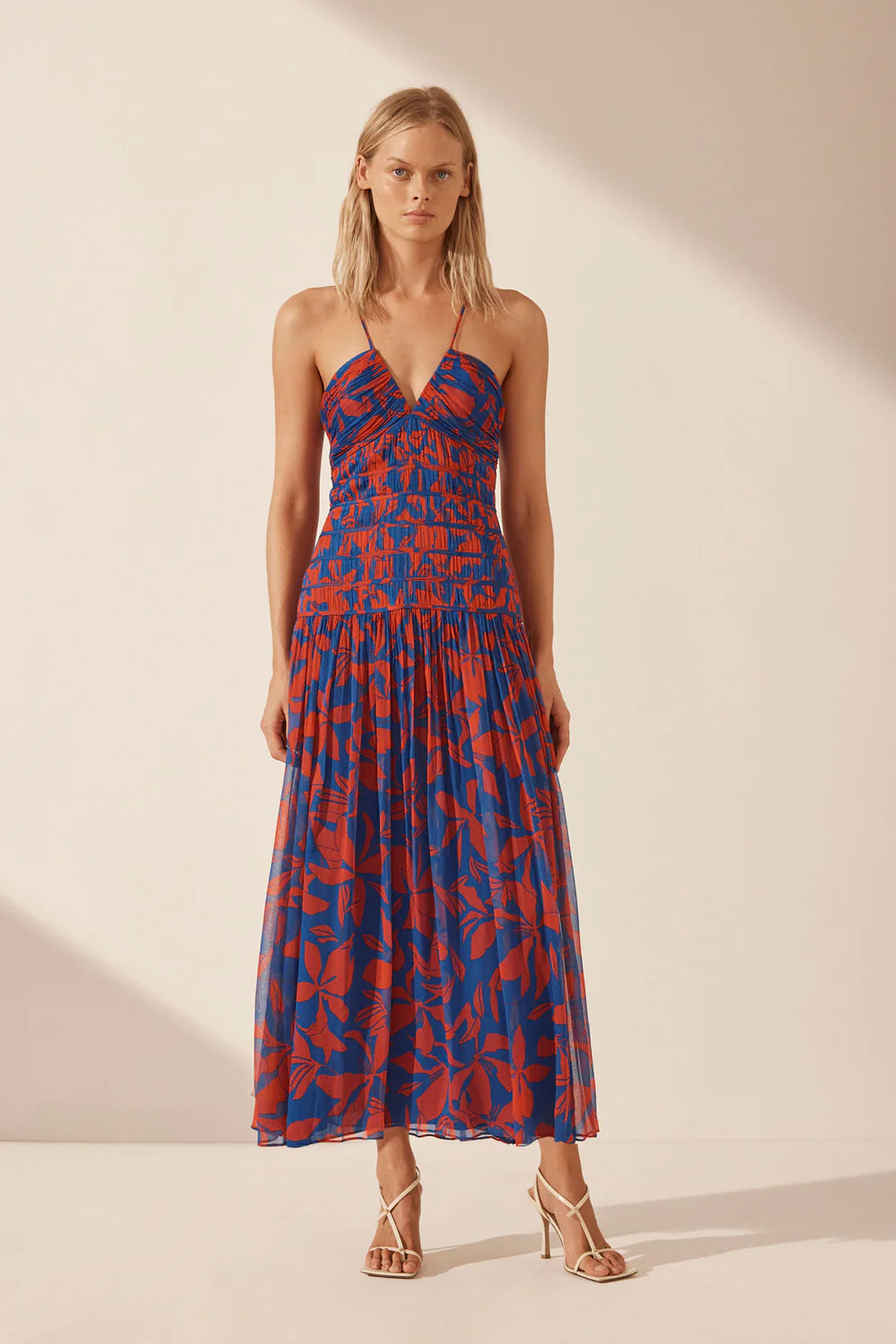 Shona Joy Shona Joy Flore Plunged Ruched Panel Midi Dress – Lulu & Daw Shona Joy Shona Joy Flore Plunged Ruched Panel Midi Dress – Lulu & Daw