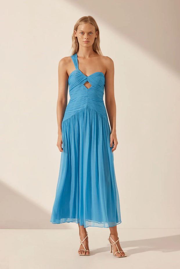Margot One Shoulder Midi Dress- Aqua - Lulu & Daw - Shona Joy - dress, shona joy - Lulu & Daw - Australian Fashion Boutique