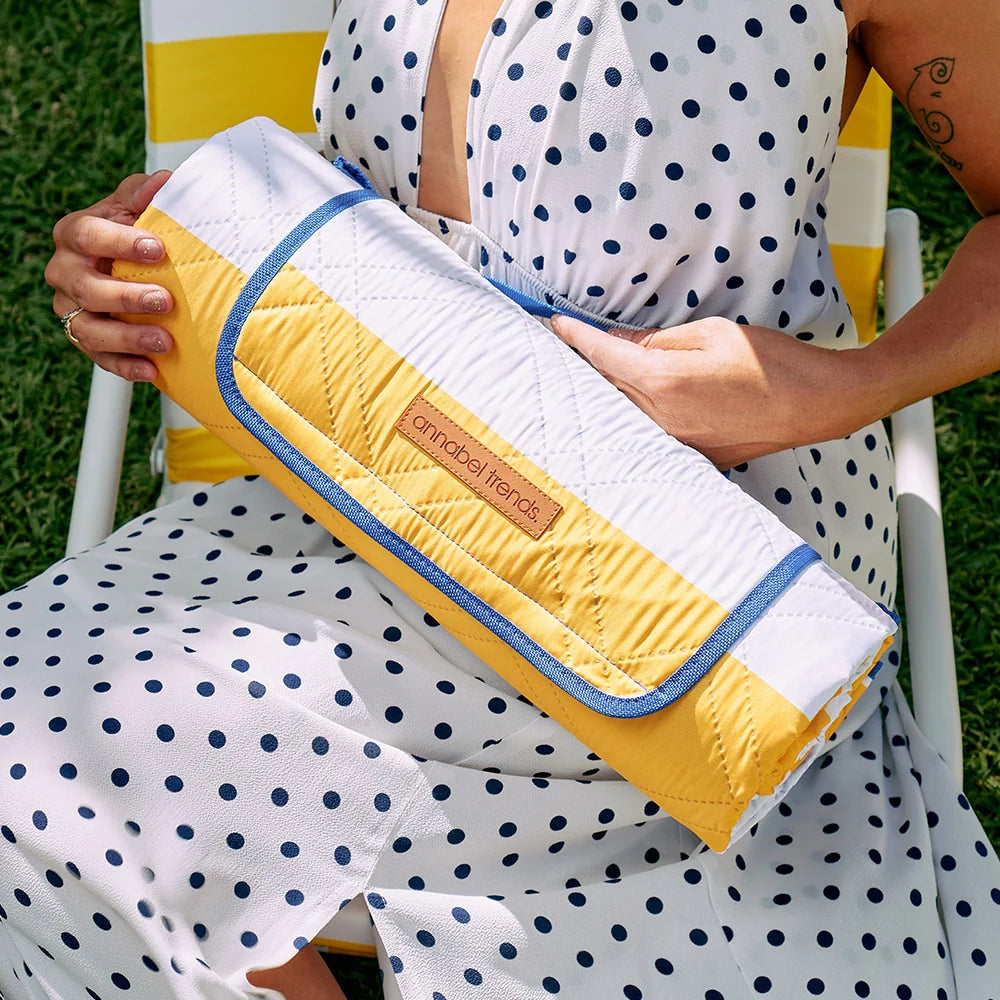 Picnic Rug Yellow Stripe - Lulu & Daw - Annabel Trends - annabel trends, christmas, home - Lulu & Daw - Australian Fashion Boutique