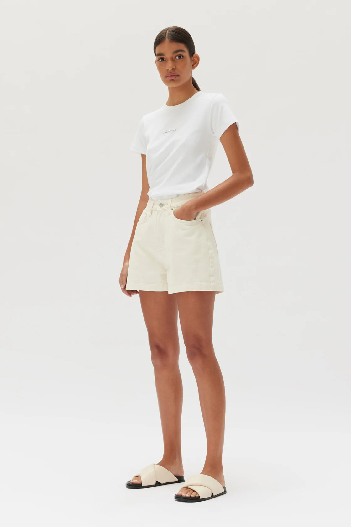 Boxy Denim Short Ecru - Lulu & Daw - Assembly Label - assembly label, denim, shorts - Lulu & Daw - Australian Fashion Boutique