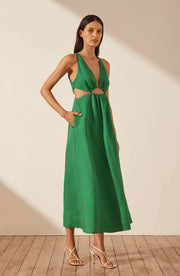 V Neck Cut Out Midi dress - Tree Green - Lulu & Daw - Shona Joy - dress, new arrvials, shona joy - Lulu & Daw - Australian Fashion Boutique