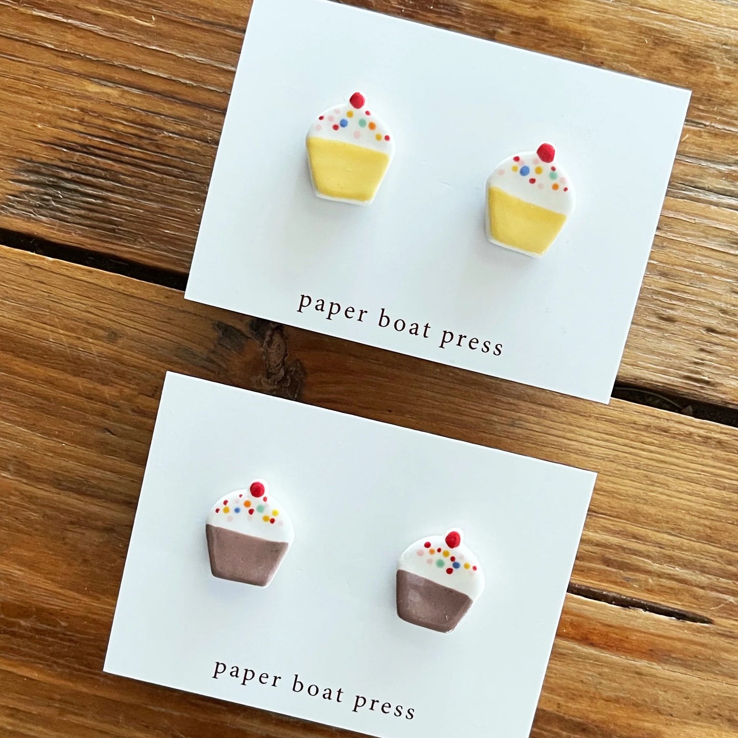 Cupcake Stud Earrings - Lulu & Daw - Paper Boat Press - - Lulu & Daw - Australian Fashion Boutique