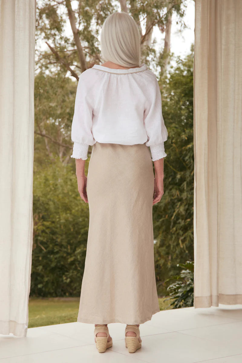 Katie Bias Cut Linen Skirt