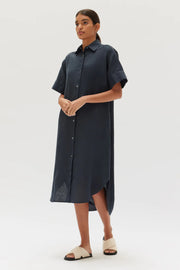Linen Shirt Dress - True Navy - Lulu & Daw - Assembly Label - 100% Linen, assembly label, dress - Lulu & Daw - Australian Fashion Boutique