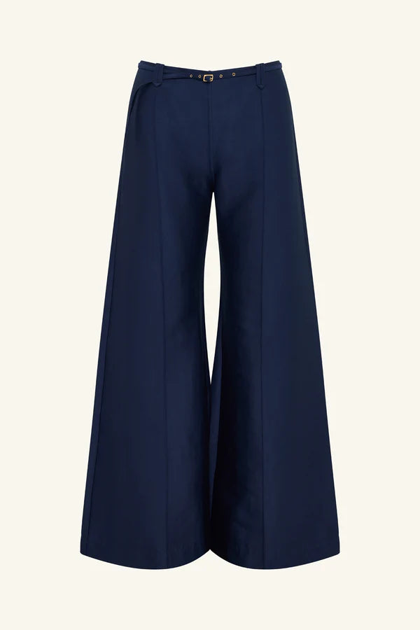 Otis Wide Leg Belted Pant - Midnight
