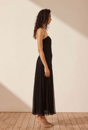 Strapless Ruched Midi Dress - Black - Lulu & Daw - Shona Joy - dress - Lulu & Daw - Australian Fashion Boutique