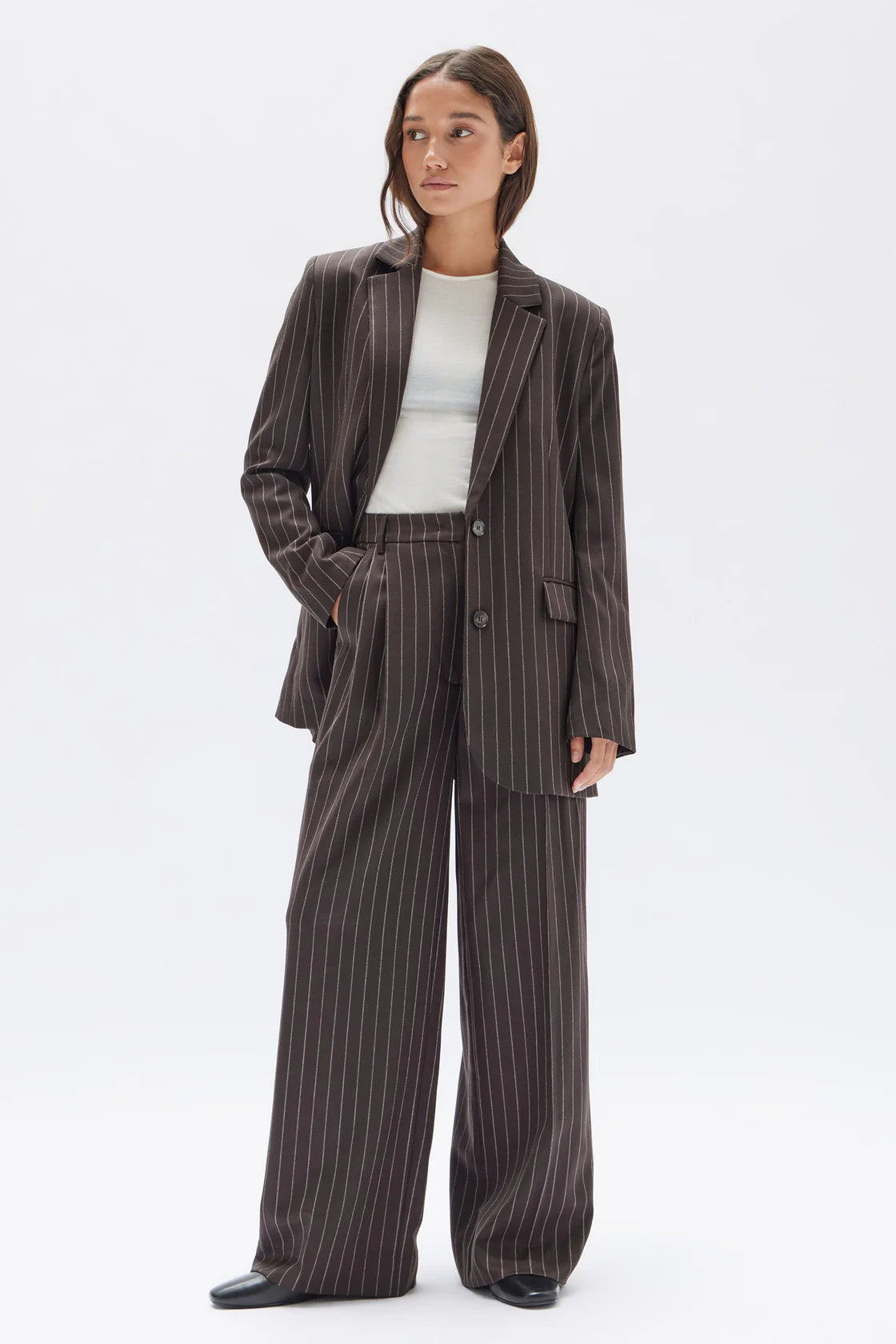 Sofia Wool Pinstripe Pant - Lulu & Daw - Assembly Label - assembly label, new arrivals, new arrvials - Lulu & Daw - Australian Fashion Boutique
