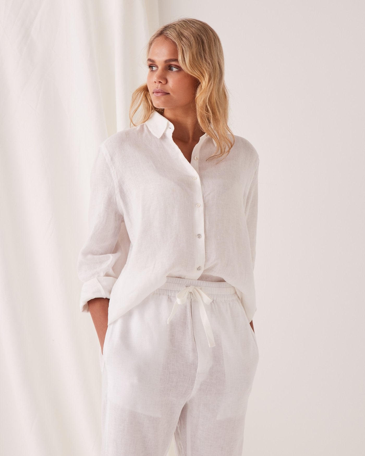 Xander Long Sleeve Shirt White - Lulu & Daw - Assembly Label - 100% Linen, assembly label, basic, new arrvials, top, tops - Lulu & Daw - Australian Fashion Boutique