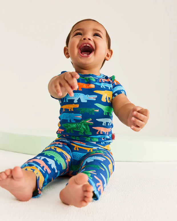 Crocodile Smile Navy Baby Yoga Leggings - Lulu & Daw - Halcyon Nights - childrenswear - Lulu & Daw - Australian Fashion Boutique