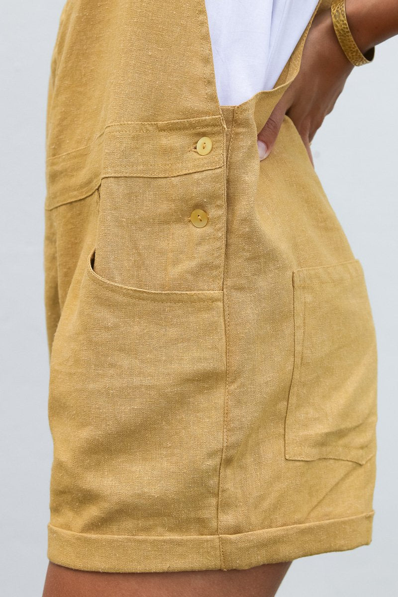 Linen Overalls Honey - Lulu & Daw - Dreamers & Drifters - 100% Linen - Lulu & Daw - Australian Fashion Boutique