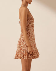 Keyhole Mini Dress - Mango/Oatmeal - Lulu & Daw - Shona Joy - dress, dresses - Lulu & Daw - Australian Fashion Boutique