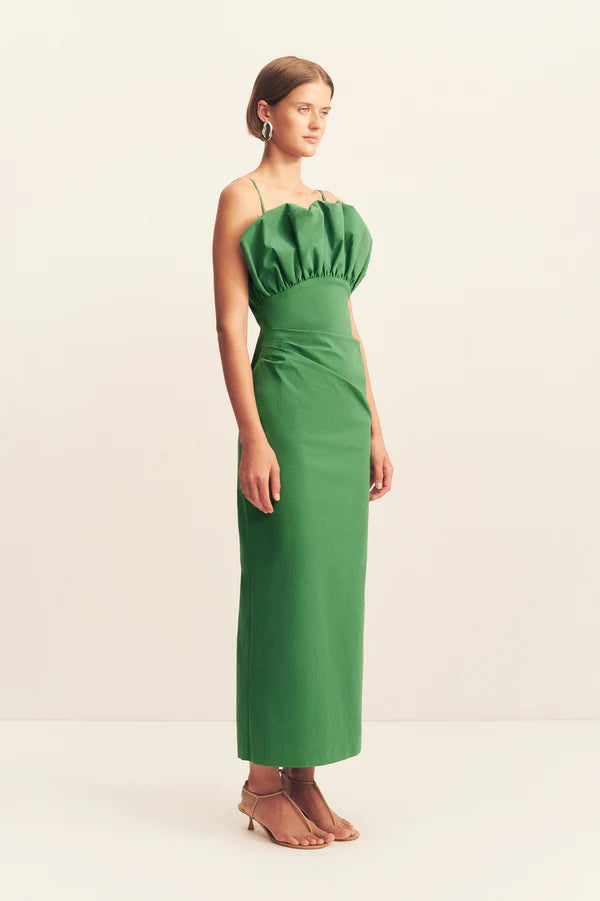 Campbell Bubble Bodice Midi Dress - Abundant Green