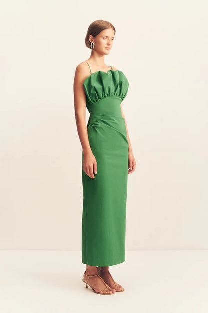 Campbell Bubble Bodice Midi Dress - Abundant Green