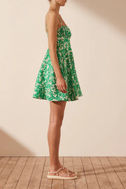 Arosa Corded Circle Mini Dress - Tree Green/Ivory - Lulu & Daw - Shona Joy - dresses - Lulu & Daw - Australian Fashion Boutique