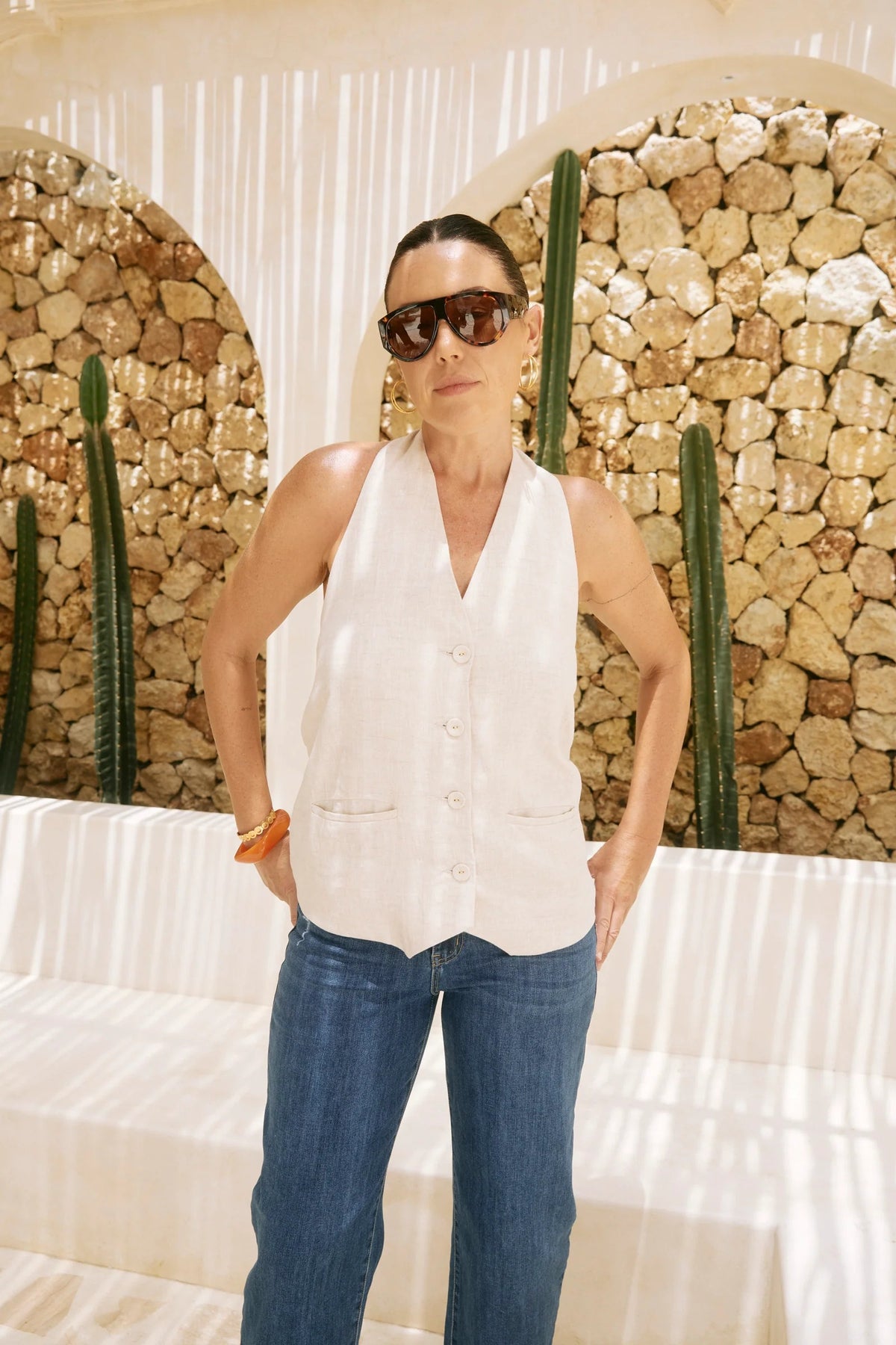 Eb & Ive Maris Halter Vest - White