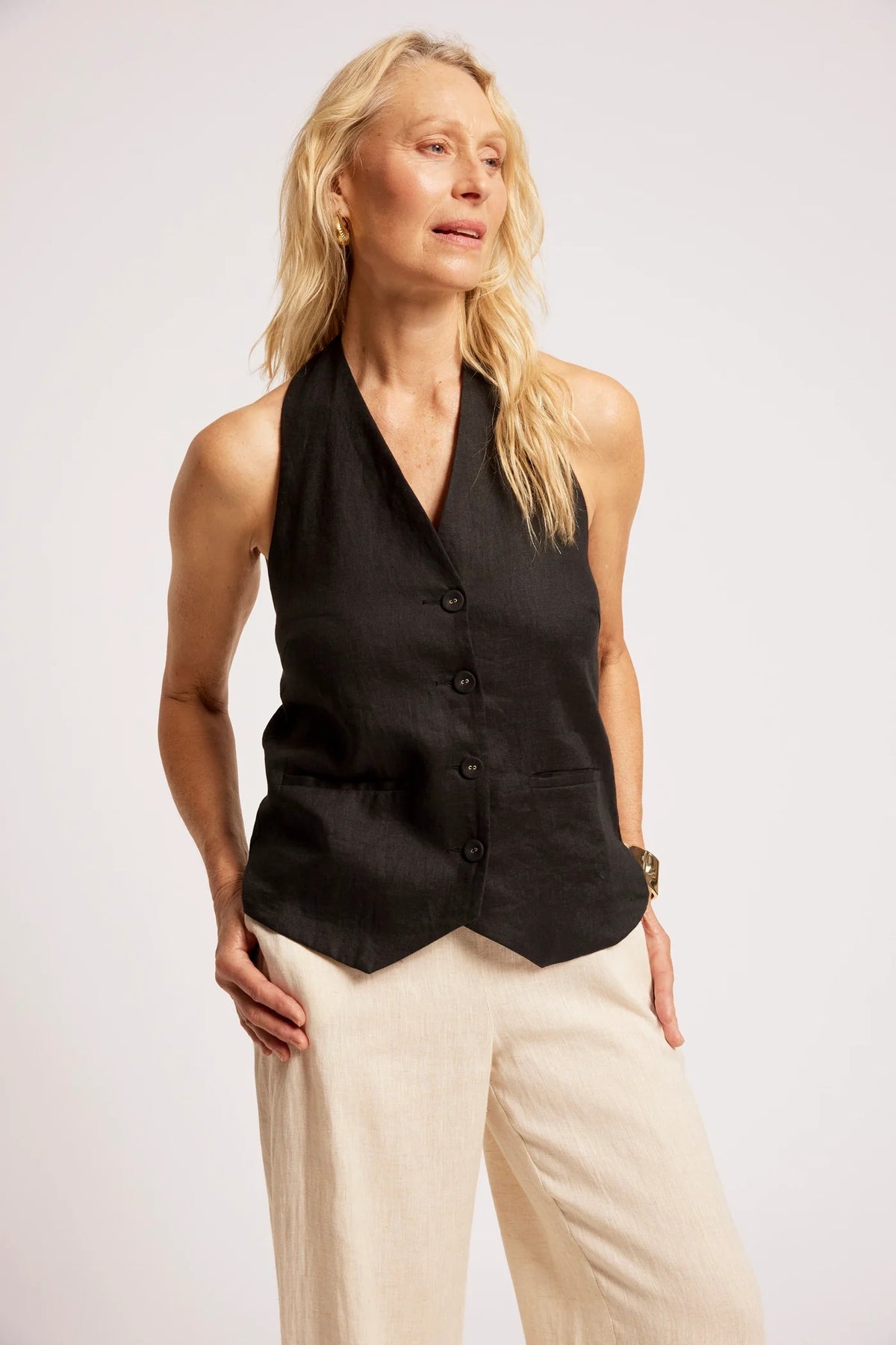 Eb & Ive Maris Halter Vest - Black