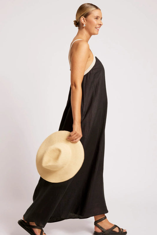 Eb & Ive Maris Splice Tank Maxi Dress - Black/Tusk