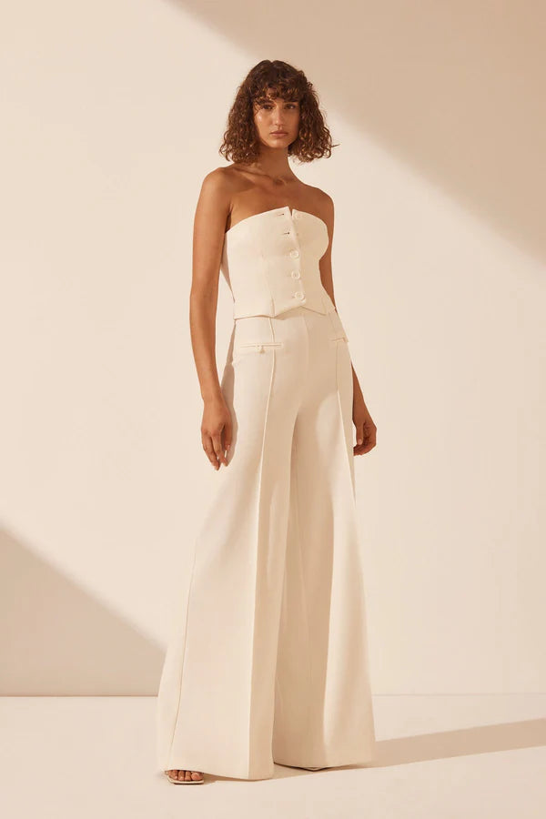 Amura High Waisted Wide Leg Pant - Cream