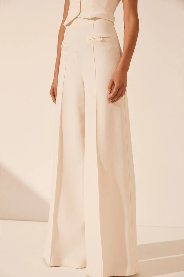 Amura High Waisted Wide Leg Pant - Cream
