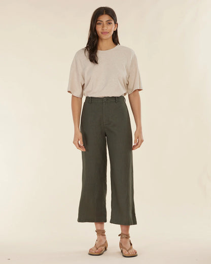 Barossa Linen Pant - Moss