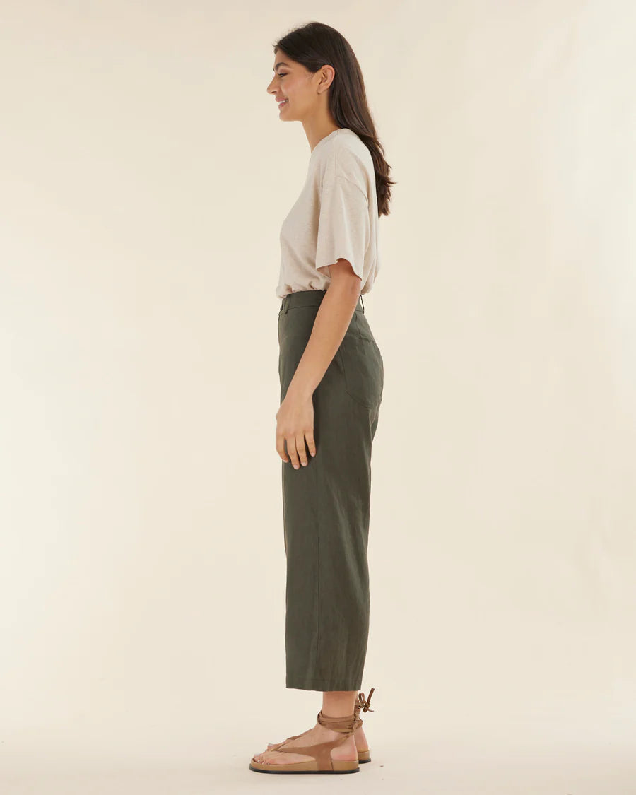 Barossa Linen Pant - Moss