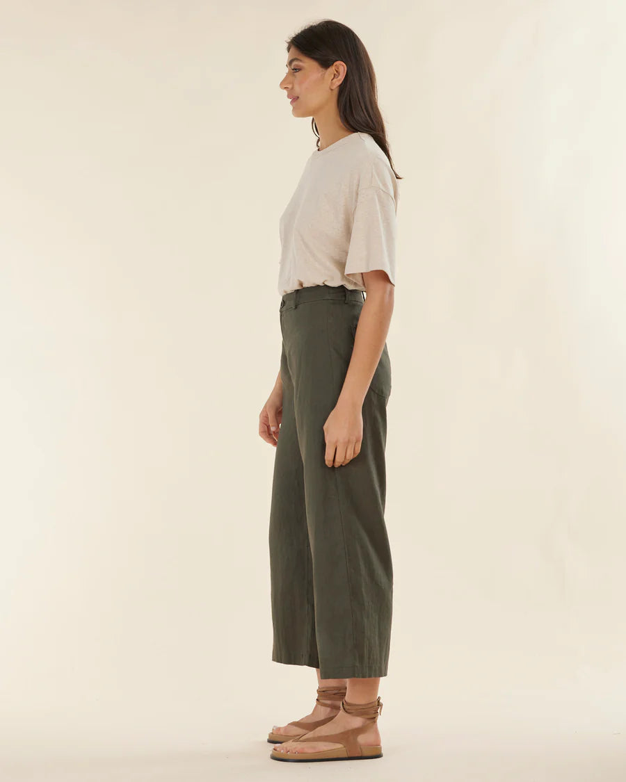 Barossa Linen Pant - Moss