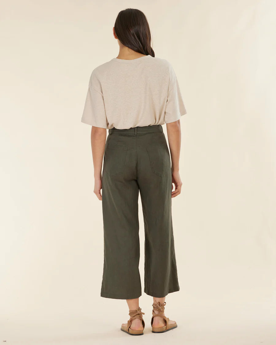 Barossa Linen Pant - Moss