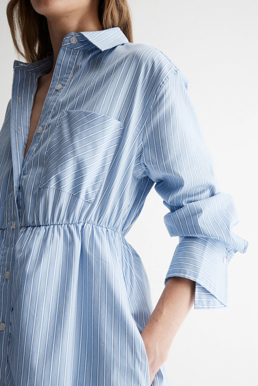 Poppy Dress- Blue Stripe – Lulu Daw - Main Image