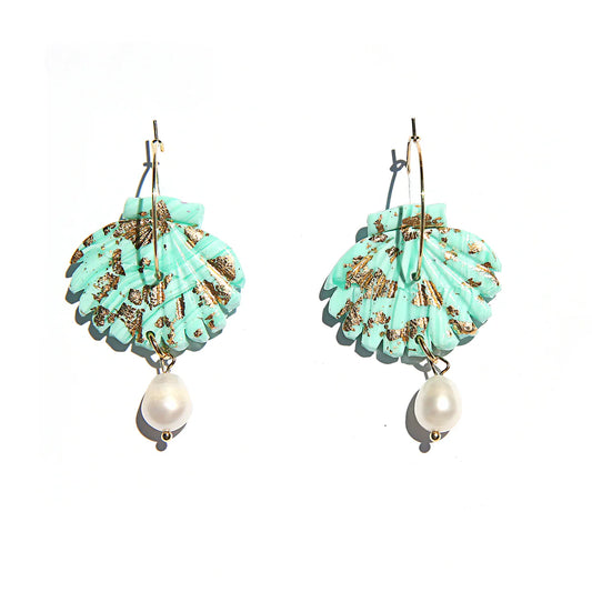 Mint Shell Hoops - Lulu & Daw - Kingston - jewellery, kingston, new arrvials - Lulu & Daw - Australian Fashion Boutique