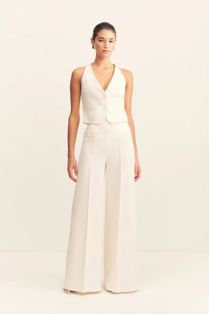 Amura High Waisted Wide Leg Pant - Cream