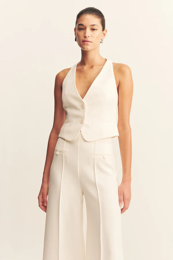 Amura High Waisted Wide Leg Pant - Cream