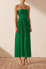 Malina Ruched Bodice Midi Dress- Tree Green - Lulu & Daw - Shona Joy - dress, dresses - Lulu & Daw - Australian Fashion Boutique