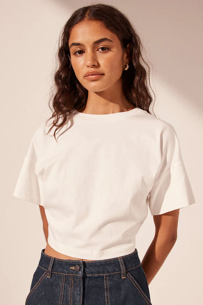 Alda Open Back Drawstring Crop T Shirt - White - Lulu & Daw - Shona Joy - 100% Cotton, crop top, new arrivals, new arrvials, shona joy - Lulu & Daw - Australian Fashion Boutique