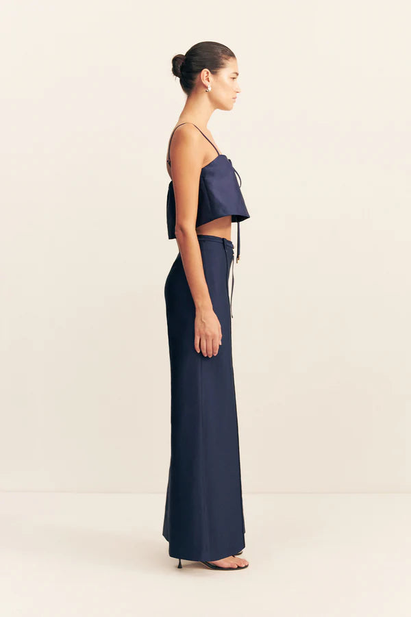 Otis Wide Leg Belted Pant - Midnight