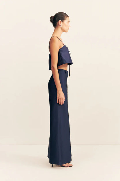 Otis Wide Leg Belted Pant - Midnight