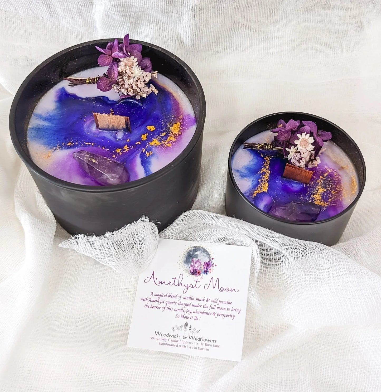 Amethyst Moon Candle - Lulu & Daw - Woodwicks & Wildflowers - locally made, new arrvials - Lulu & Daw - Australian Fashion Boutique