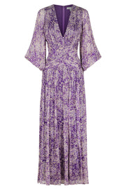 Long Sleeve V Neck Midi Dress - Purple/Multi - Lulu & Daw - Shona Joy - dress - Lulu & Daw - Australian Fashion Boutique