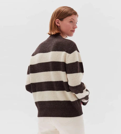 Mila Stripe Brushed Knit Cocoa/Cream Stripe - Lulu & Daw - Assembly Label -  - Lulu & Daw - Australian Fashion Boutique