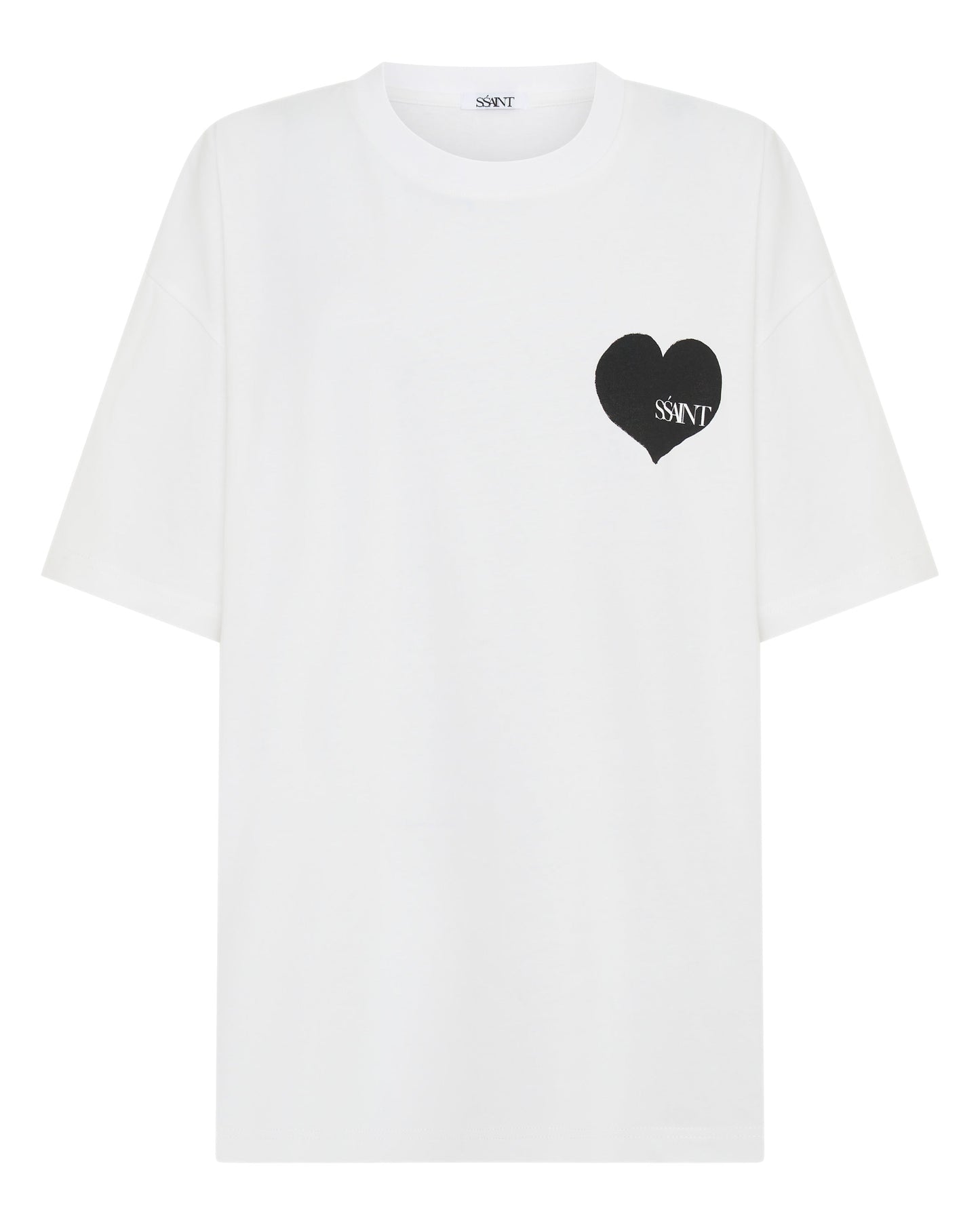 Ssaint Heart White Tee - Black