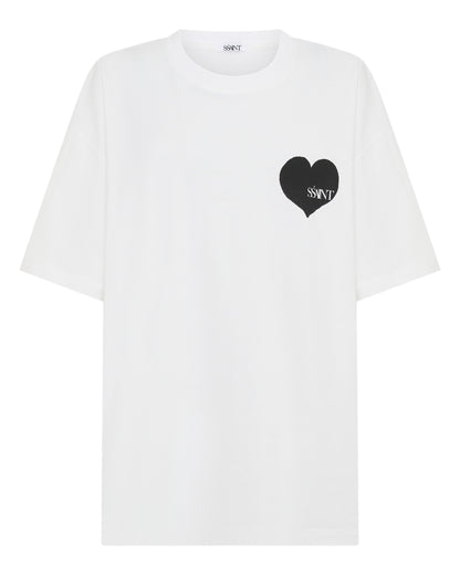 Ssaint Heart White Tee - Black