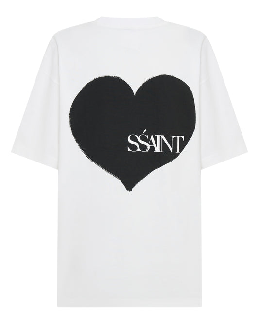 Ssaint Heart White Tee - Black