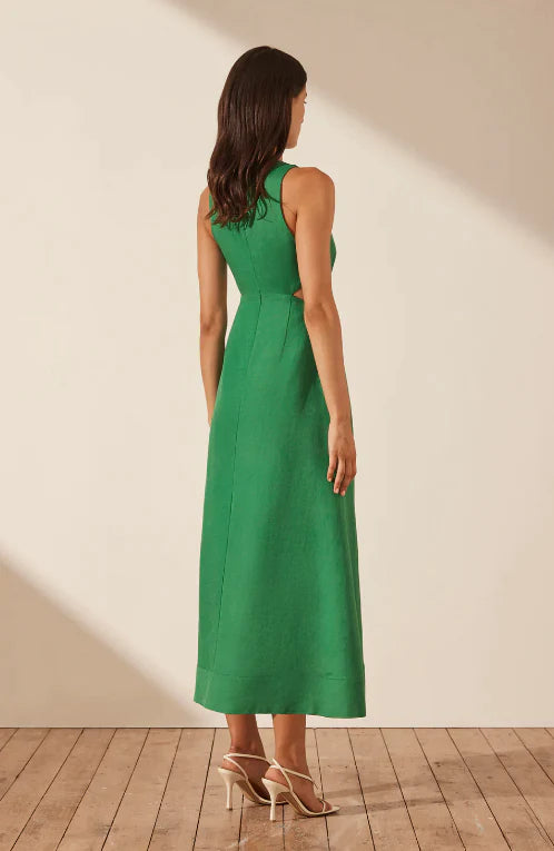 V Neck Cut Out Midi dress - Tree Green - Lulu & Daw - Shona Joy - dress, new arrvials, shona joy - Lulu & Daw - Australian Fashion Boutique