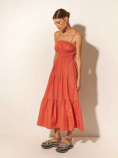 Casini Midi Dress - Coral - Lulu & Daw - Kivari - dress - Lulu & Daw - Australian Fashion Boutique