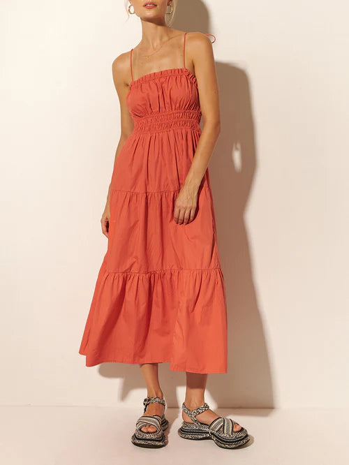 Casini Midi Dress - Coral - Lulu & Daw - Kivari - dress - Lulu & Daw - Australian Fashion Boutique