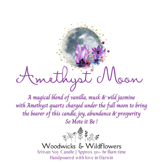 Amethyst Moon Candle - Lulu & Daw - Woodwicks & Wildflowers - locally made, new arrvials - Lulu & Daw - Australian Fashion Boutique
