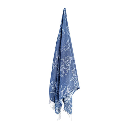 Coral Turkish Towel - Dusty Blue & White