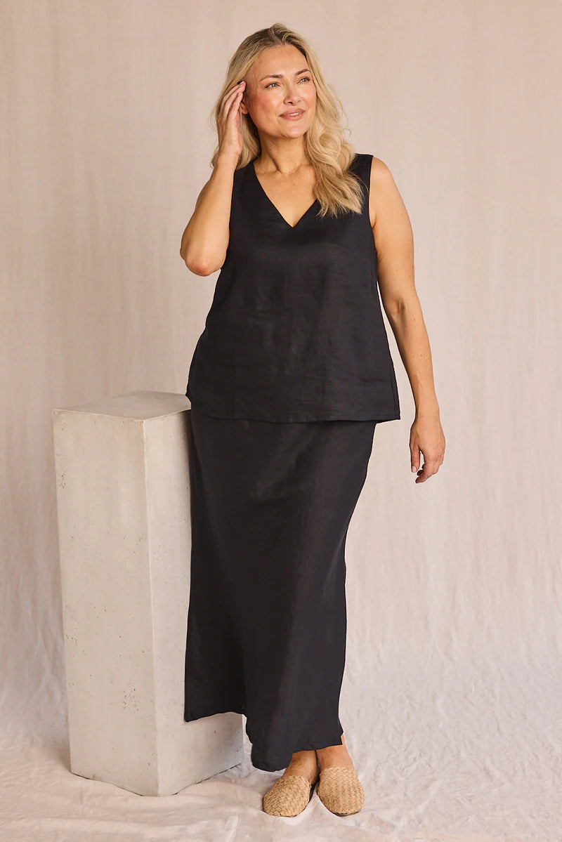 Katie Bias Cut Linen Skirt